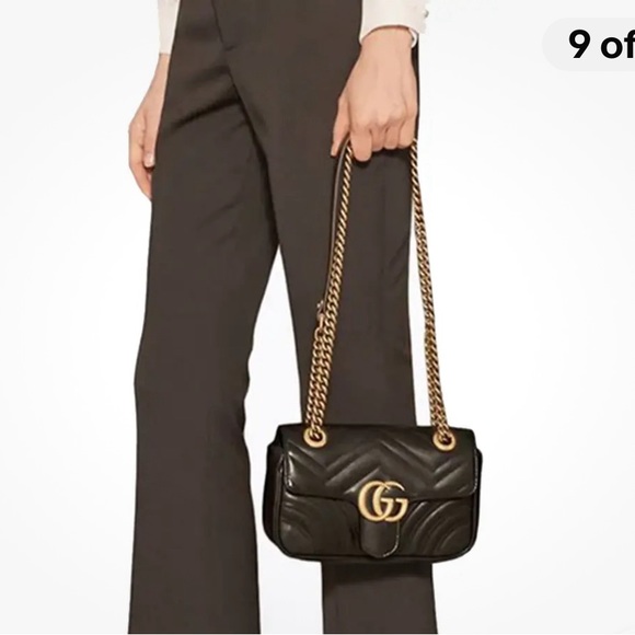 ❤️ GG MARMONT SMALL SHOULDER BAG BLACK/GOLD - Picture 7 of 16